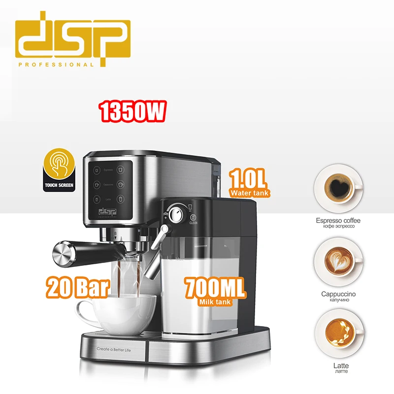 DSP Hot Sale Professional 20bar Cafe Machine Espresso Coffee 2 in 1 Machine Coffee Machine Maker With Milk Dispenser