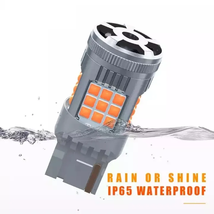 Super Bright 27W 7440 T20 Led Canbus Bulb With Fan Cooling 3030 36SMD White Red Yellow 12V Error Free Turn Light