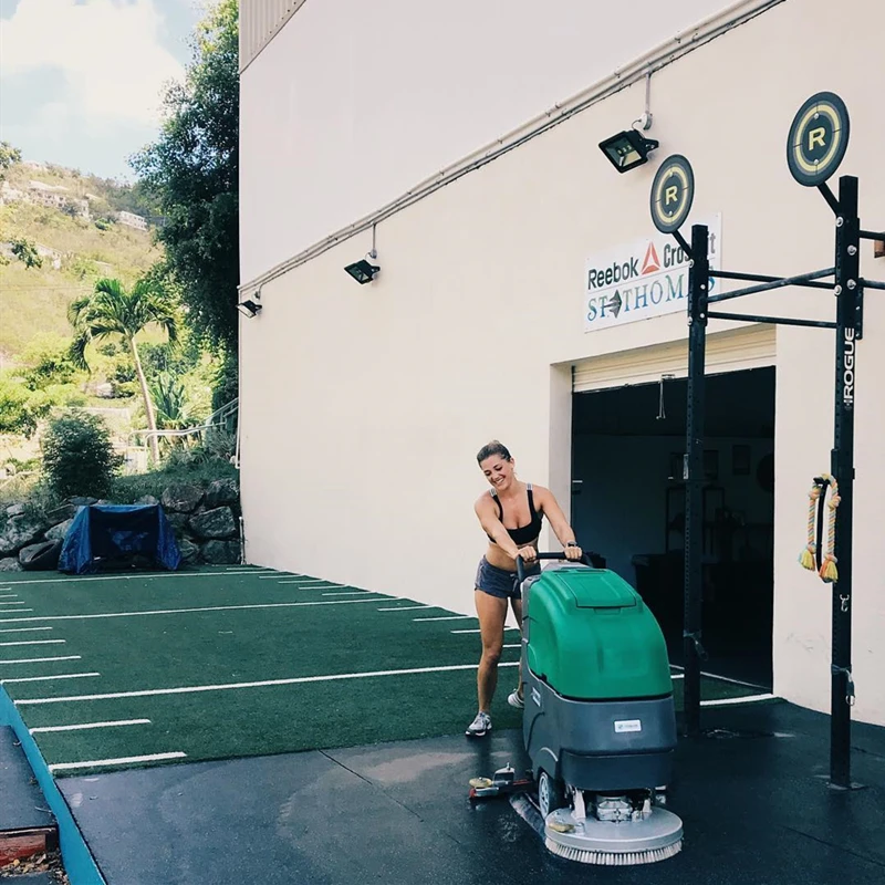 Walk behind small single disc floor tile scrubbing cleaning machines for sale