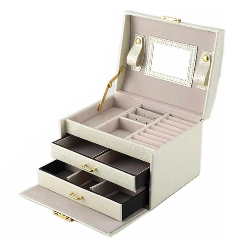 Custom Luxury Jewelry Boxes Recyclable PU Leather Jewelry Box Organizer with Small Travel Case