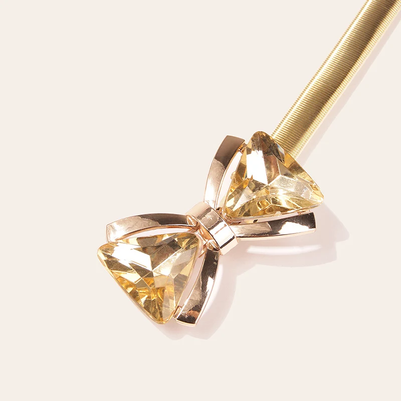 China manufacturer bow knot decor belt elegance 68cm metal bow knot waist belt for sale