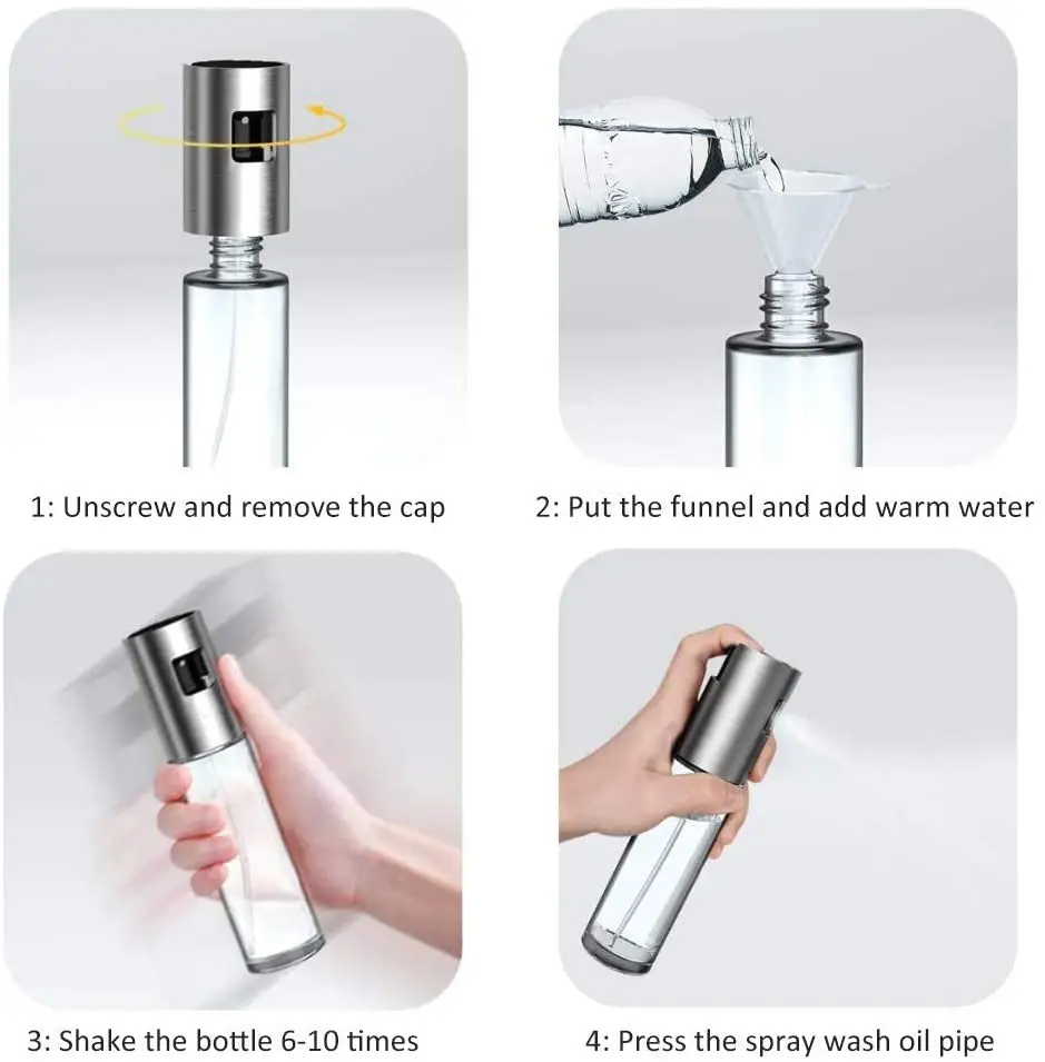 Stainless Glass Oil Sprayer for Cooking BBQ Salad Mister Spritzer Dispenser Oil Spray Bottle for  Kitchen