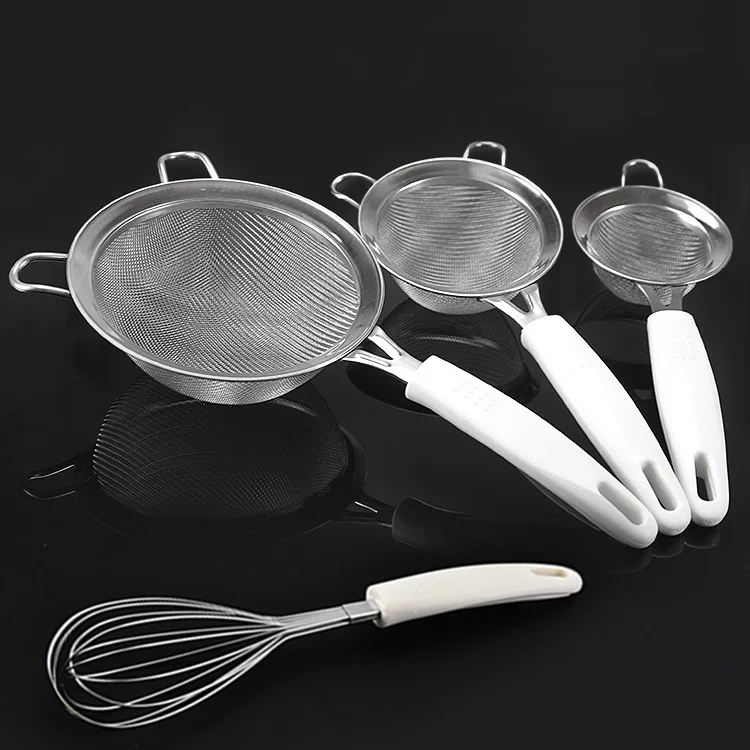 Wholesale Kitchen Baking Tools 304 Stainless Steel Juicer Flour Mesh Strainer 8cm 10cm 14cm Food Sieve Strainers For Bakery