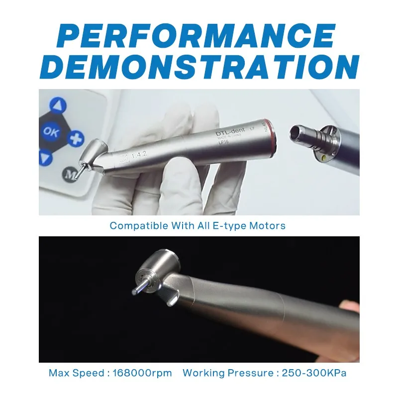 Electric micromotor 45 degree hand dental 1:4.2 contra angle handpiece with fiber optic led Ti Max X45L increase speed handpiece