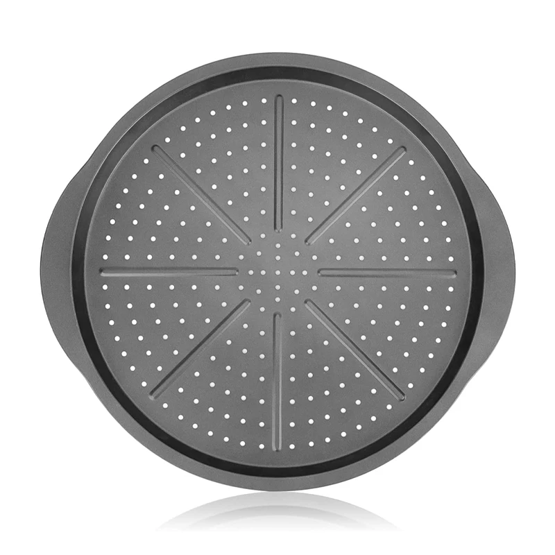 Promotional Price Non-stick Coating Pizza Pan Indoor Black Carbon Steel Bake Grill Pan Pizza