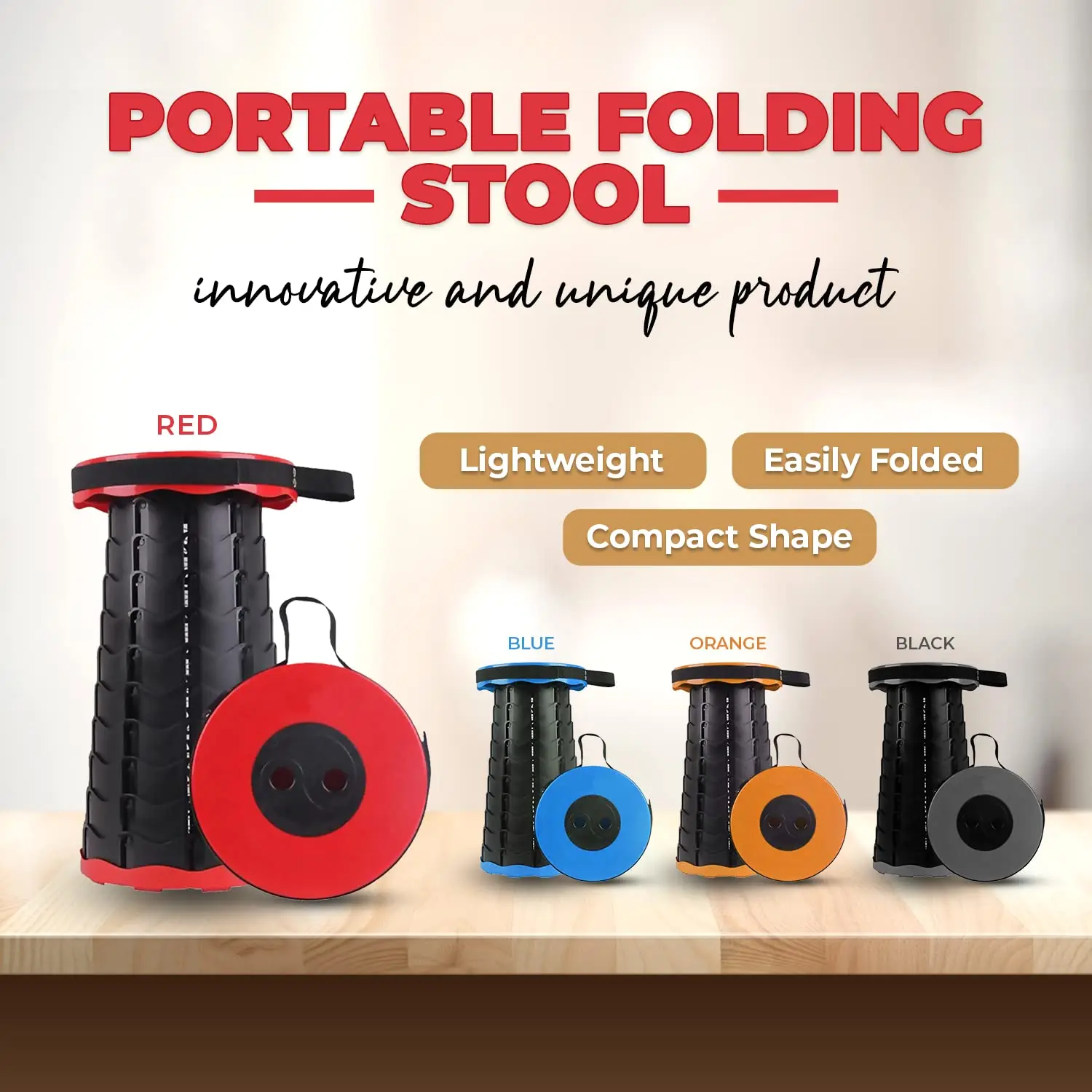 Outdoor Retractable Luminous Warning Chair Camping Picnic Telescopic Stool Folding Fishing Chair