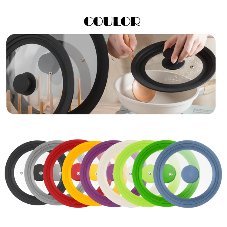 Custom Size 24/26/28cm Multi-Sized Universal Silicone Glass Lid Covers For Pots And Pans