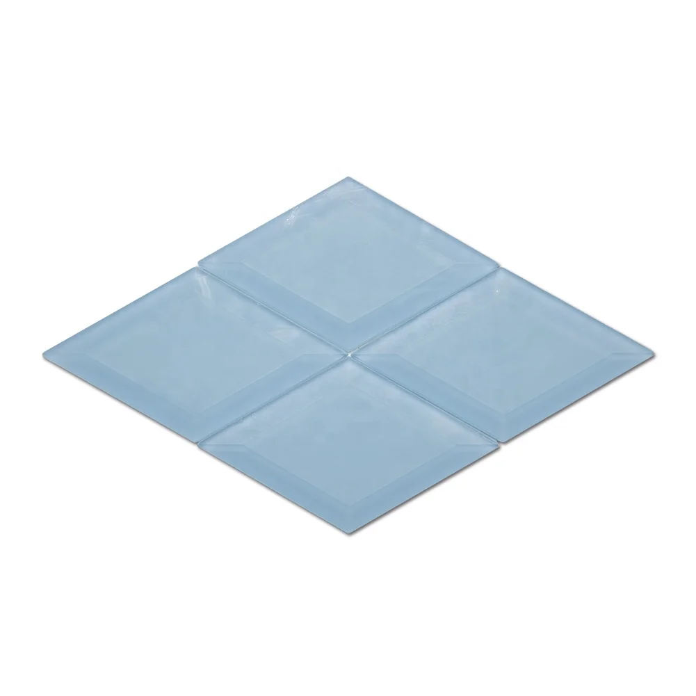 Samistone, голубая кристаллическая стеклянная скошенная Алмазная мозаичная плитка для украшения