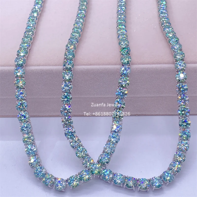 Hot sale 3mm 4mm 6.5mm s925 sterling silver gold plated blue green diamond moissanite tennis chain