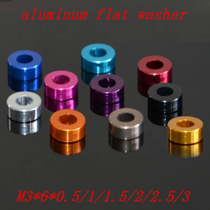 M3 colourful Anodized aluminum flat Washers Gasket/m3 aluminum washer M3*6*0.5/1/1.5/2/2.5/3mm