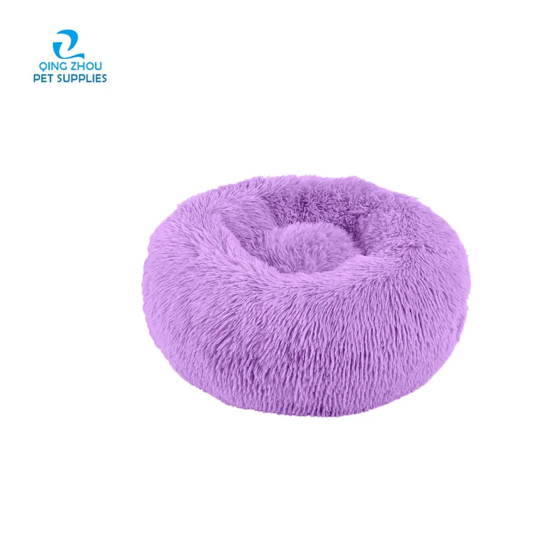 Custom Superior Quality Multifunctional  Waterproof  Warm Round Pet puppy Animal plush Donut  purple dog bed funny dog bed
