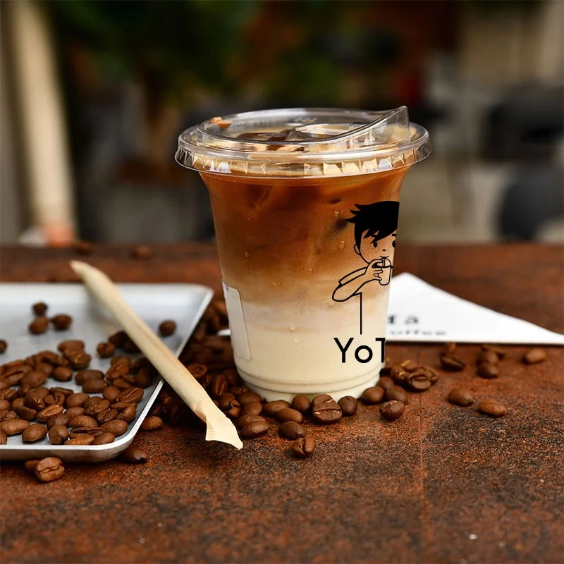 Factory Transparent 16OZ Takeaway Milk Tea Clear 500Ml Disposable Plastic Juice Cups Milktea Boba with Strawless Sip Lids