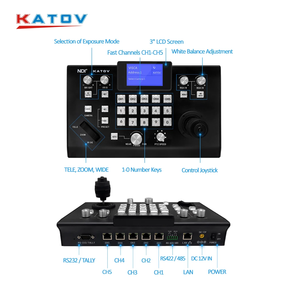KATO вещания IP ptz ndi джойстик v приманка для рыбалки контроллер SDI камера PTZ