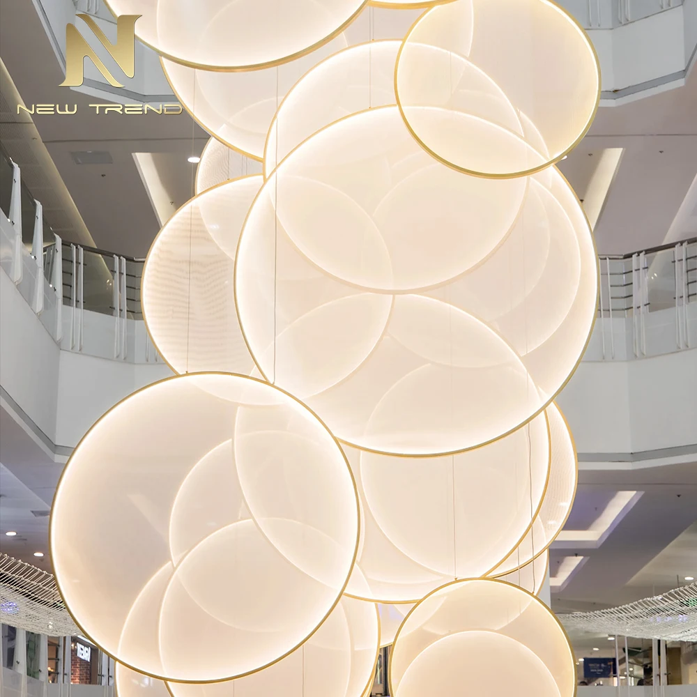 New Product Indoor Decoration Custom Hanging Light Villa Hall Hotel Lobby LED Chandelier