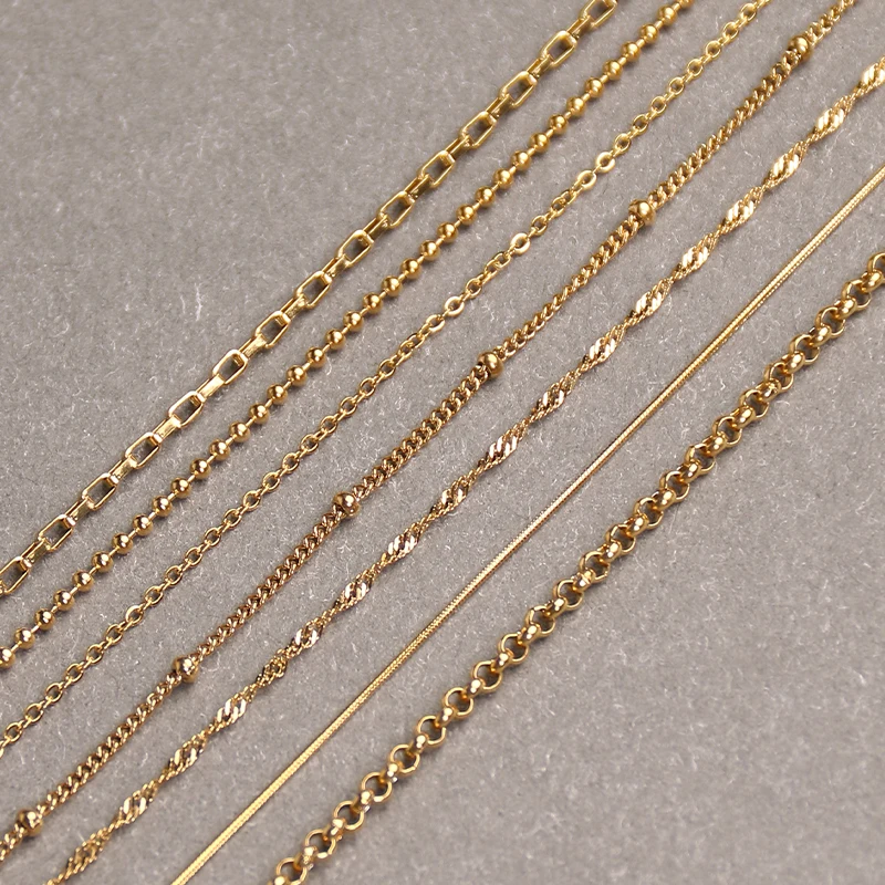 Пользовательские прямая цепочка ожерелье опт о шар Фигаро змея цепи из нержавеющей стали покрытой 18 К золотом многослойное для мужчин и женщин