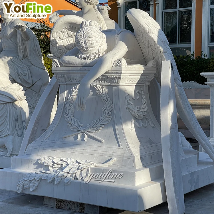 Hand Carved White Marble Heart Tombstone Angels Monuments Headstones