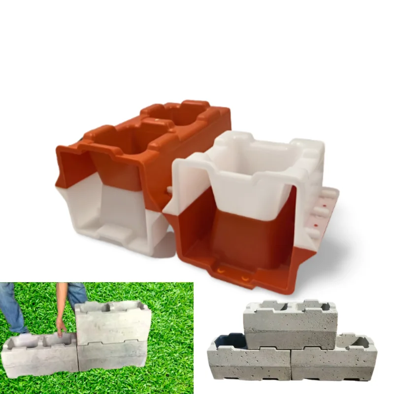 Renfa high quality price advantage decorative plastic Interlocking concrete cement  hollow block brick molds for wall for sale