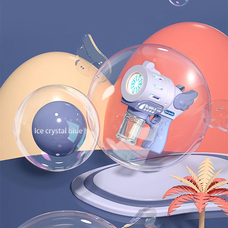 10 Hole Angel Wings Soap Bubble Water Toys Colorful Light Music Gun Bubble For Kids With Lights