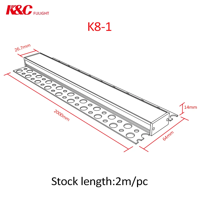 K8-1 Ceiling Wall Alu Profil Channel housing Recessed Architectural Drywall Gypsum Plaster in LED Aluminium Profile