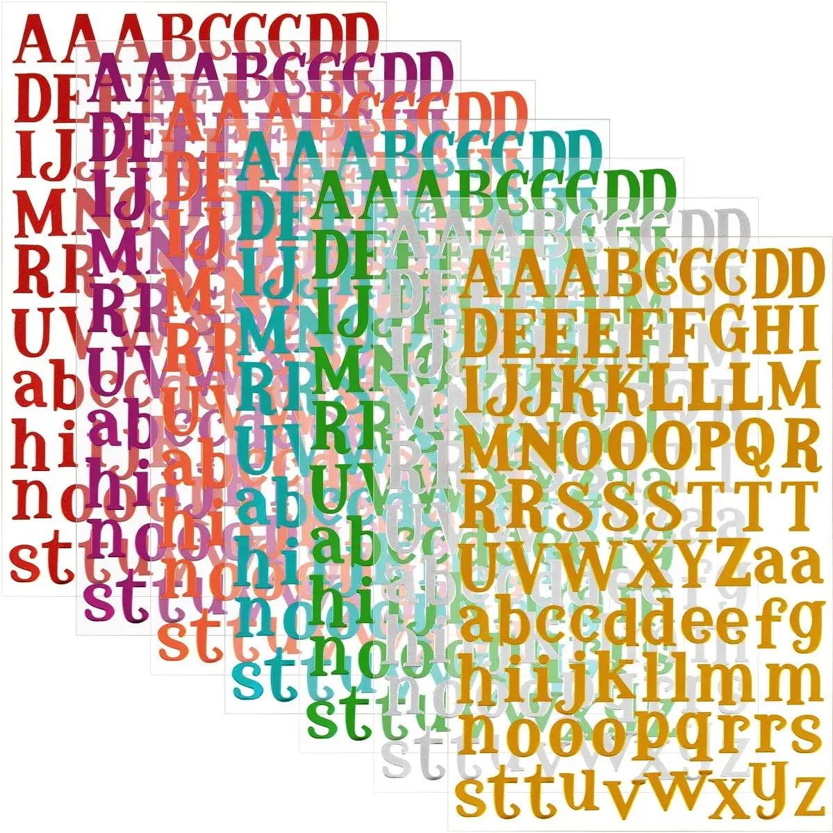 Self-adhesive numeric letter Sticker vinyl PU leather Metal Finish DIY scrapbook birthday card craft lettering