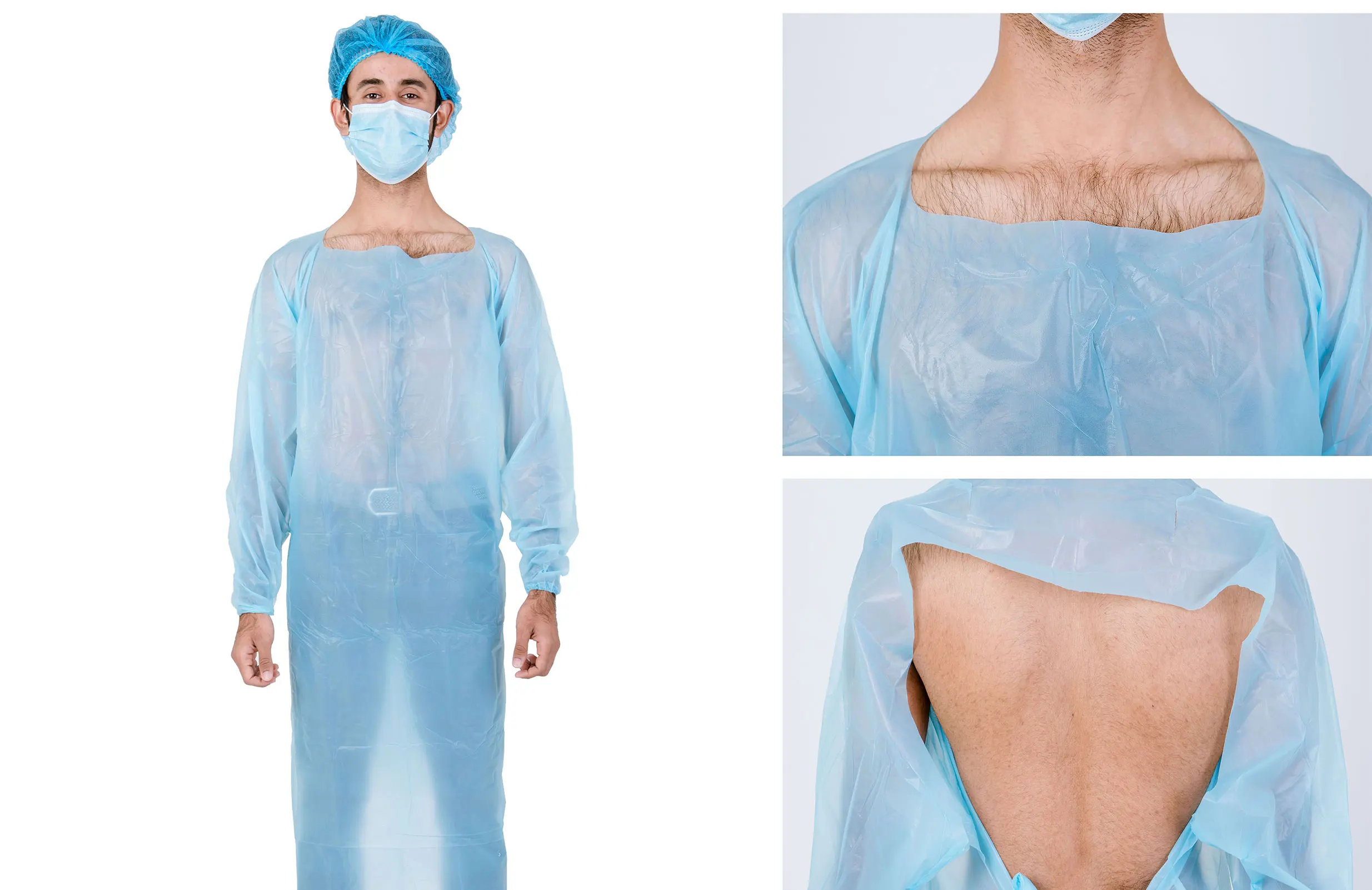 Plastic Isolation Gown with Thumb Loops Hospital Cleaning Protection Disposable CPE Gown