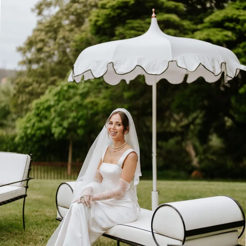 BR Luxury Outdoor Big Size White Pagoda Garden Umbrellas Aluminum Pole Large Patio Parasol for Poolside Resort Patio Market Yard