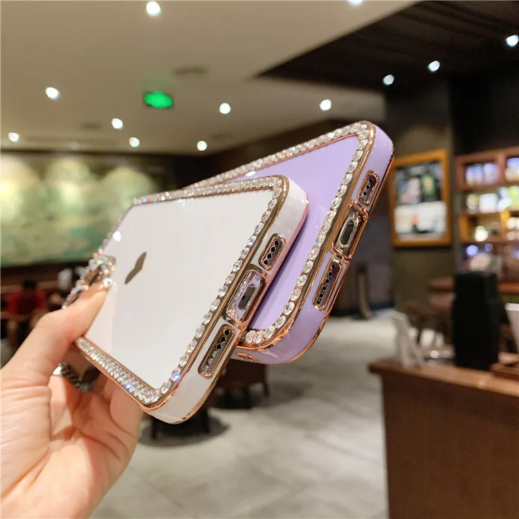 Роскошный Алмазный блестящий чехол для телефона iPhone 11 12 13 Pro Max XR XS MAX 7 8 Plus Мягкий с покрытием