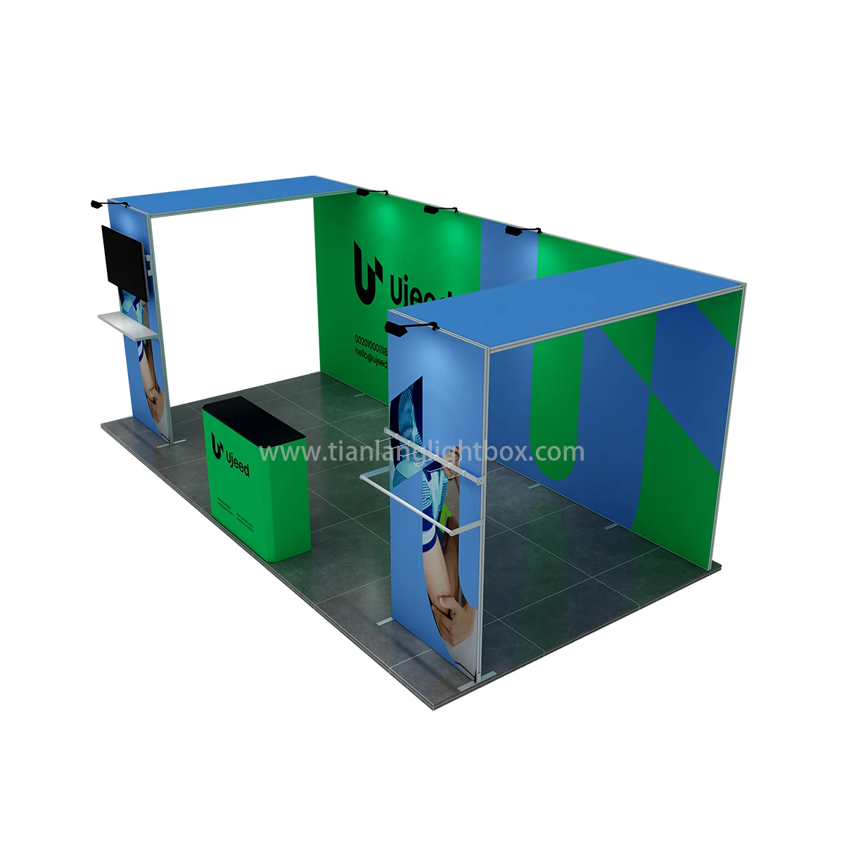 10x20ft portable aluminum modular easy set up trade show booth display with counter the most popular exhibition booth backdrop