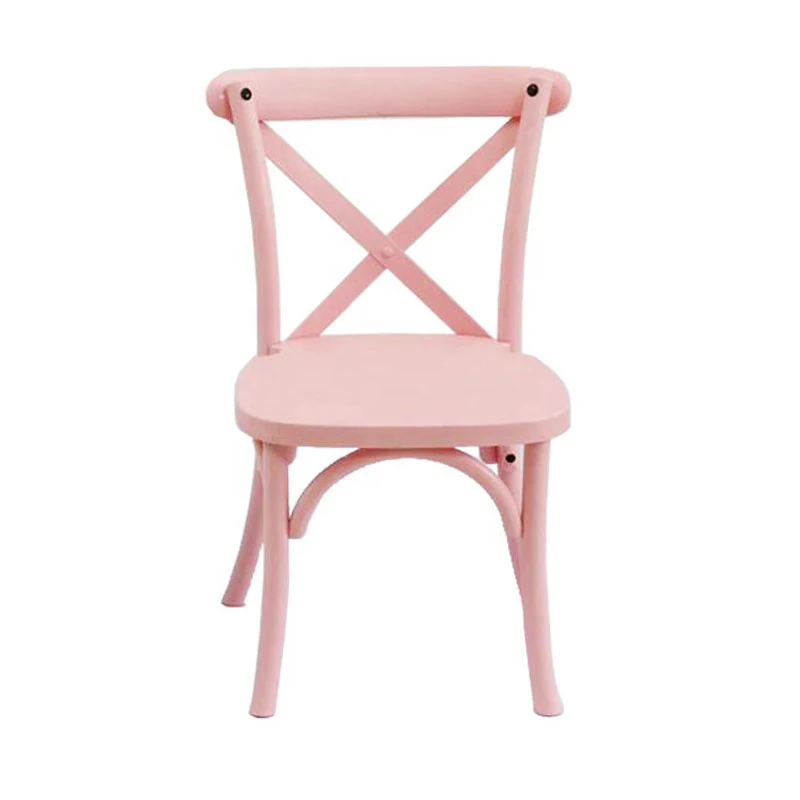 Hot Selling Style Hotel Wedding Event Kids Pink PC Cross Back Resin Stackable Chairs
