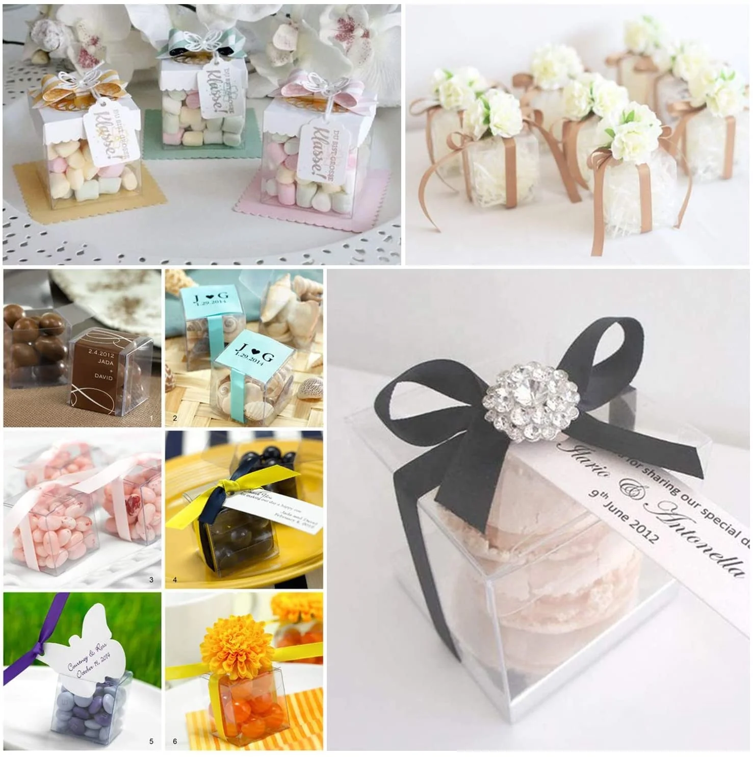 Food Grade Clear PET Gift Boxes for Wedding Party and Baby Shower Favors Candy Donut Box