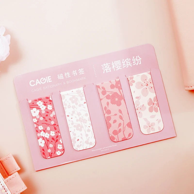 Kawaii animal floral magnetic bookmark set