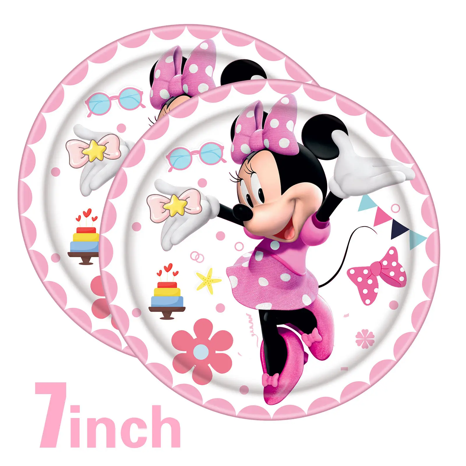Minnie Mouse Birthday Party Decorations Supplies Serves 8 Guests With Banner Table Cover Disposable Dinner Plates Sets