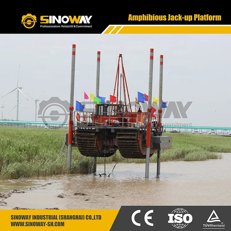Modular Jack Up Pontoon Platform Self elevating platform with Amphibious tracks for sale