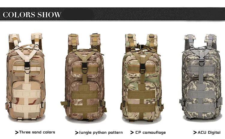 Hot Sale Custom Outdoor Sport Waterproof Hiking Survival Bag Black Camouflage Hunting Tactical Backpack