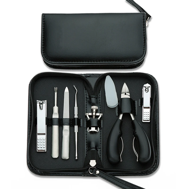 Manicure Set Pedicure Sets Nail Clippers Tools Stainless Steel Professional Nail Scissors Cutter Travel Case Kit 7in1