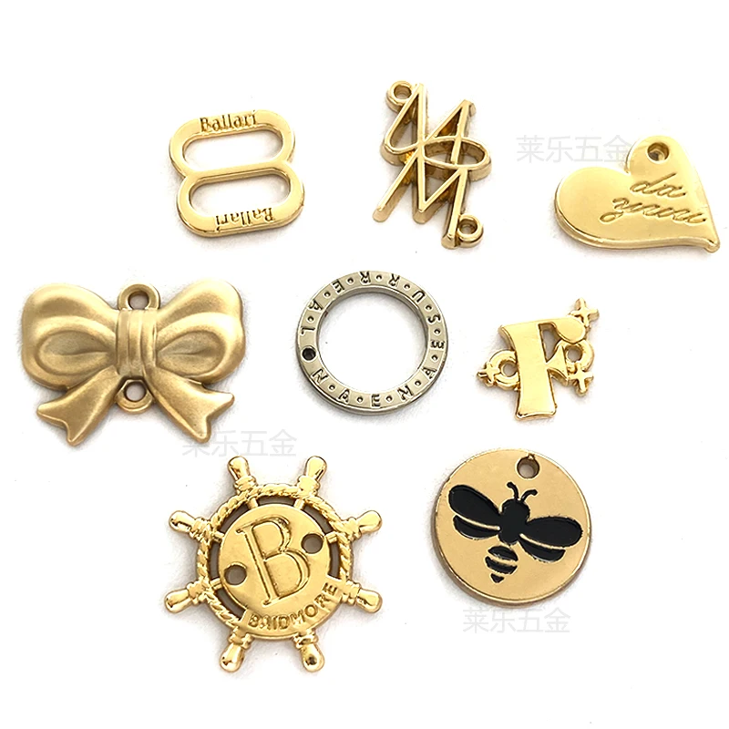 Wholesale Custom Logo private zinc alloy label Engraved Sewing Metal Garment Labels DIY Metal Tag bag label for clothing