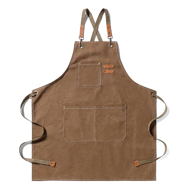 Wholesale High Quality Leather Barber Apron Bib Design Bartender Aprons Leather Strap Work Aprons For Men For Shop