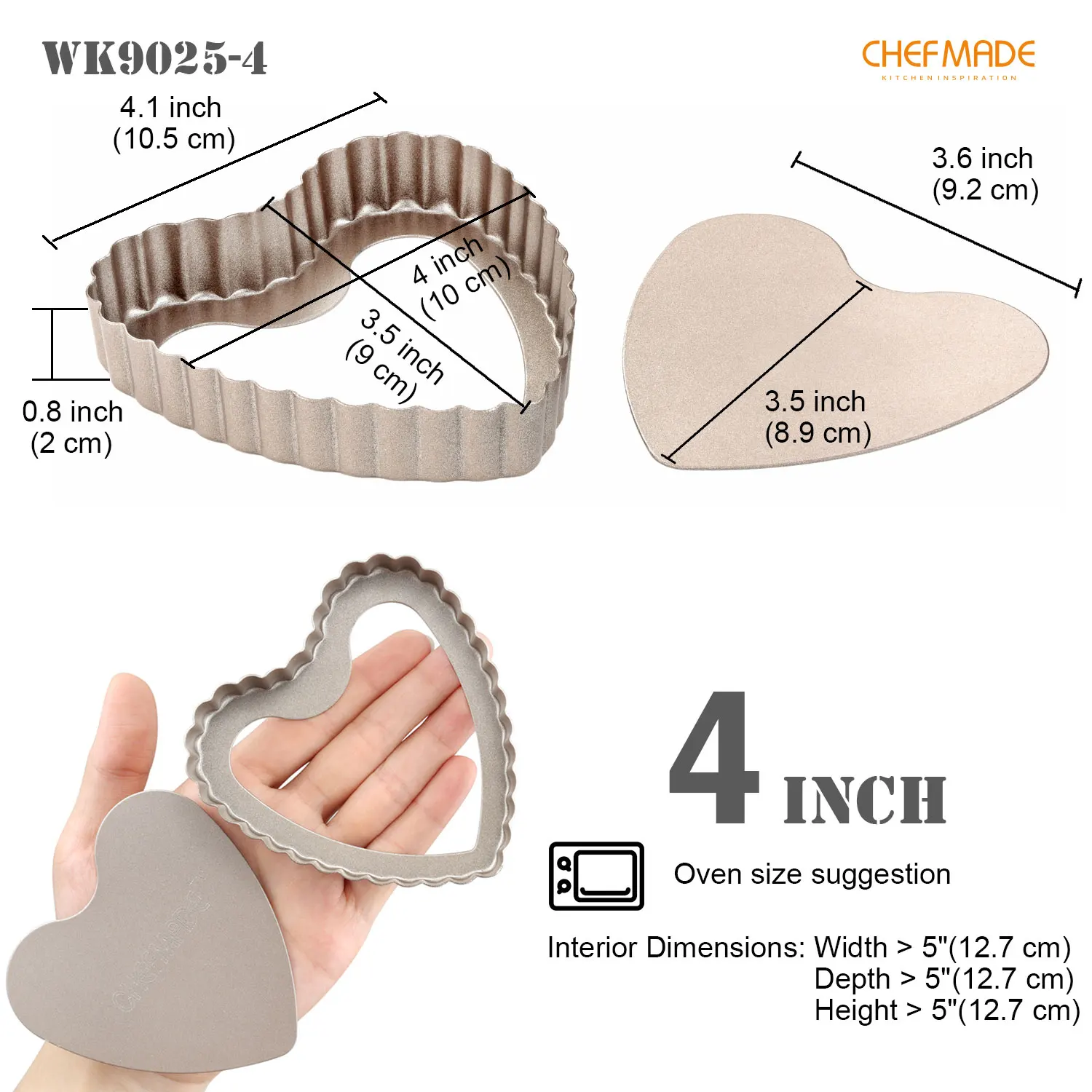 high quality safe set 4 of carbon steel Mini Heart-shaped cake pan tart pan