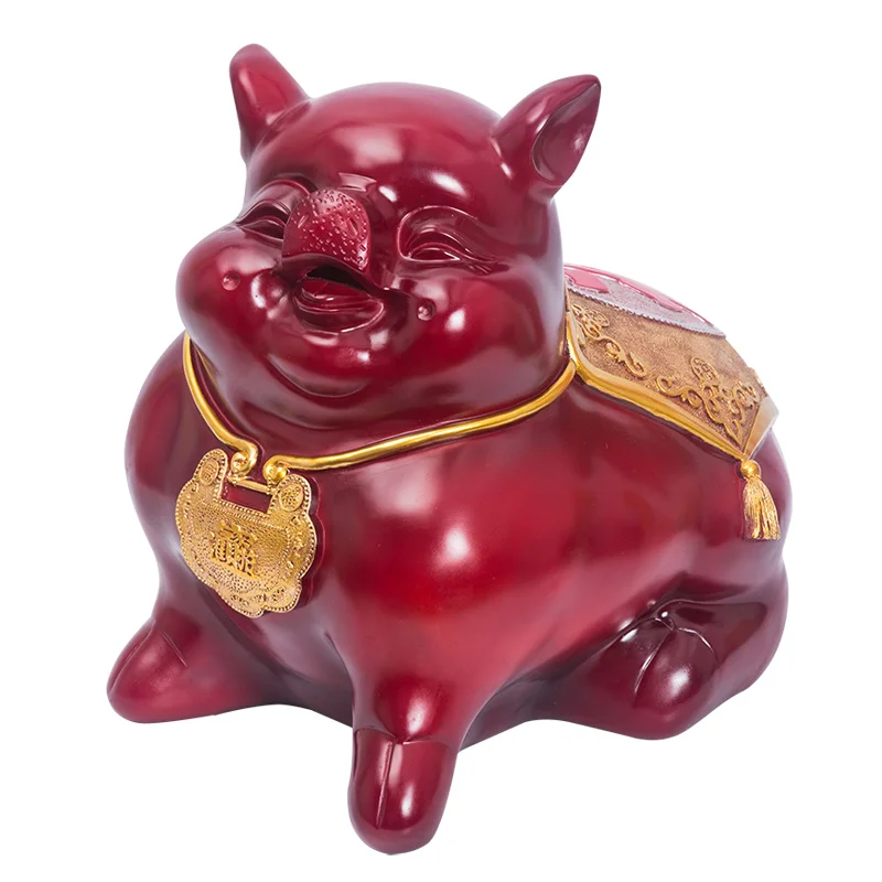 Collect lucky pigs, redwood resin pig statues, bedroom desk piggy banks family table decorations