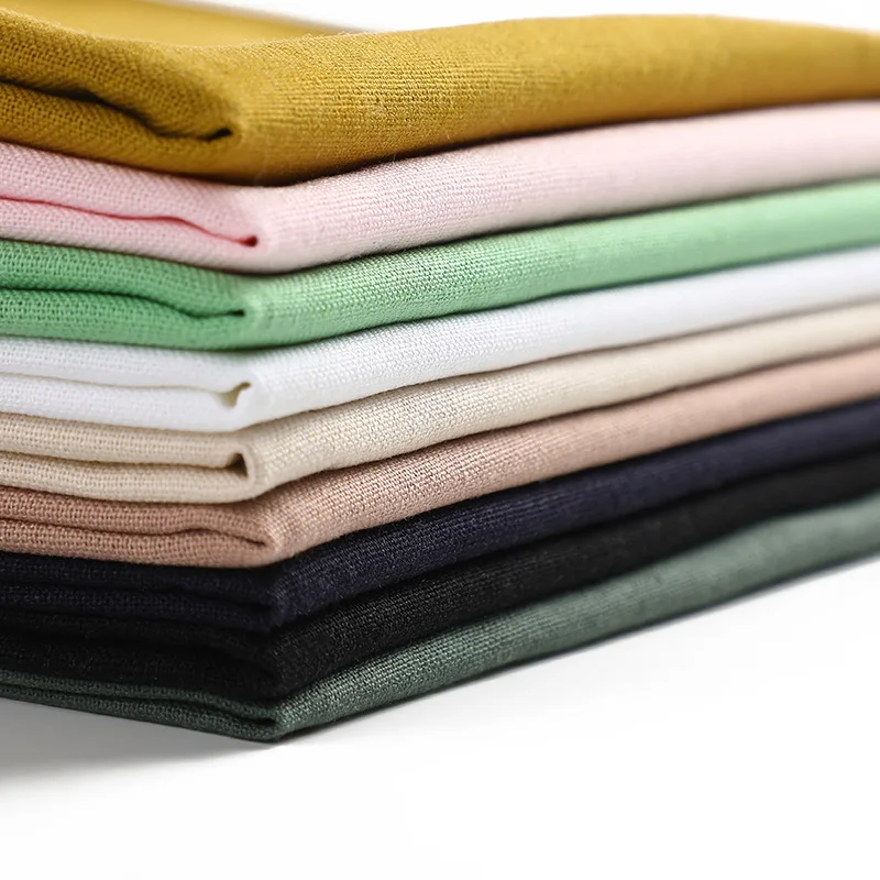 Thickened plain linen viscose fabric for spring and summer ethnic style plain cloth dress luggage inner fabric