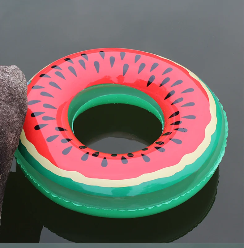 Factory Custom ECO PVC 60/70/80/90/120cm Watermelon Fruit Cartoon Baby Swim Tubes Arm Rings Float Kids Inflatable Swimming Ring