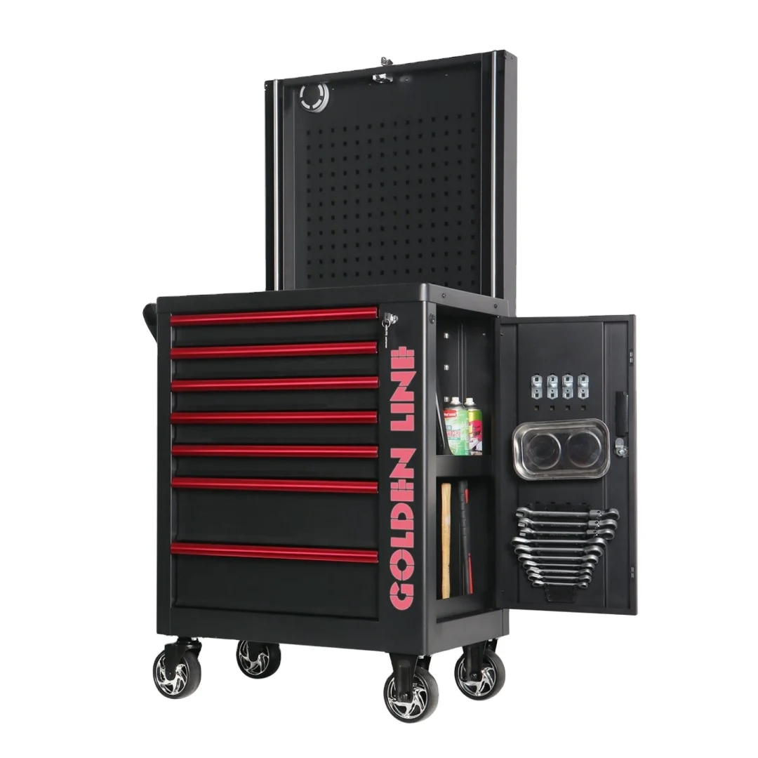 7-Drawer Metal Mobile Tool Cabinet Rolling Workshop Box with OEM Support Steel and Iron Material