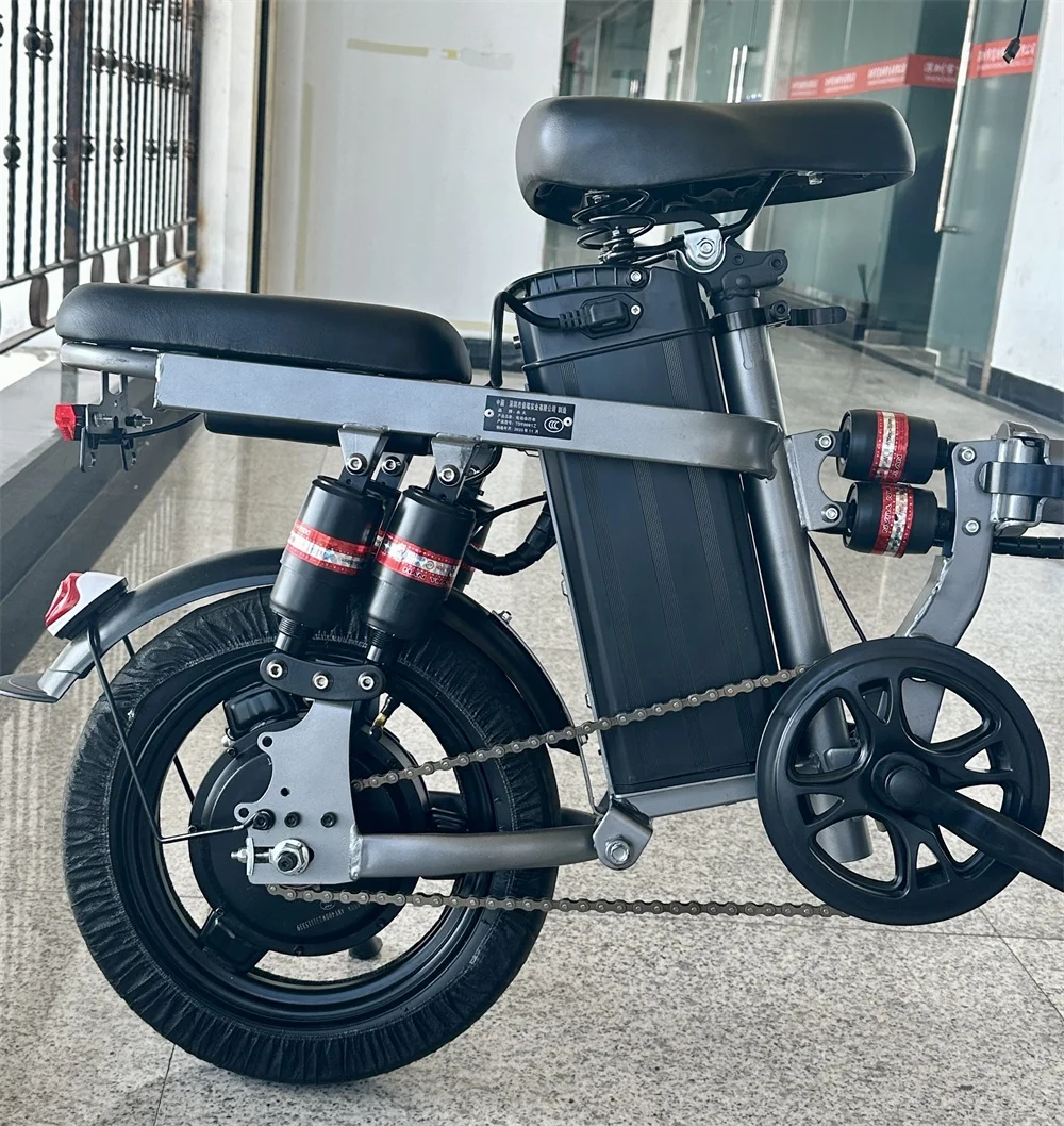 Ready To Ship  Dual Disc Brake 400W 20Ah Foldable 14 Inch City Bicycle Electric Bicycle with Two Seats