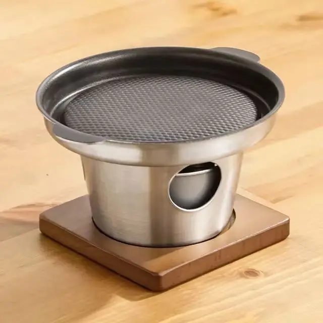 Japanese Style Outdoor Camping Alcohol Stove Yakiniku Stainless Steel Non-stick BBQ Grill Smokeless Mini Portable Barbecue Grill