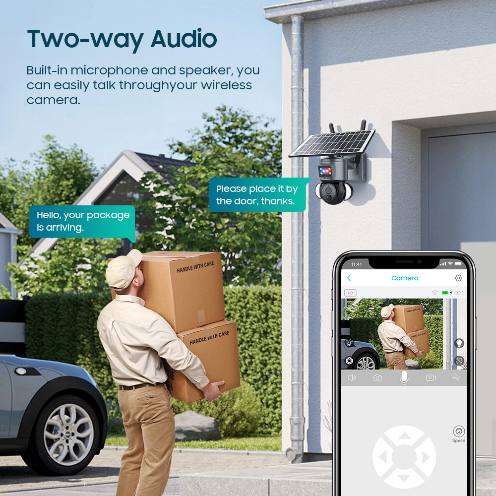 High Cost Performance Sectec HD 3MP 4G PIR Camera Waterproof Security System Wireless PTZ Floodlight Solar CCTV Camera