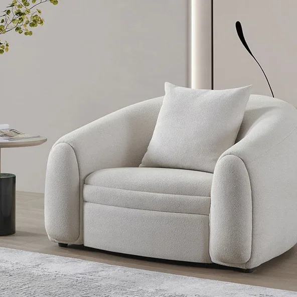 Luxury Fabric Single Sofa White Armchair Living Room Chair Lazy Design Sofa Set Furniture Hotel Home