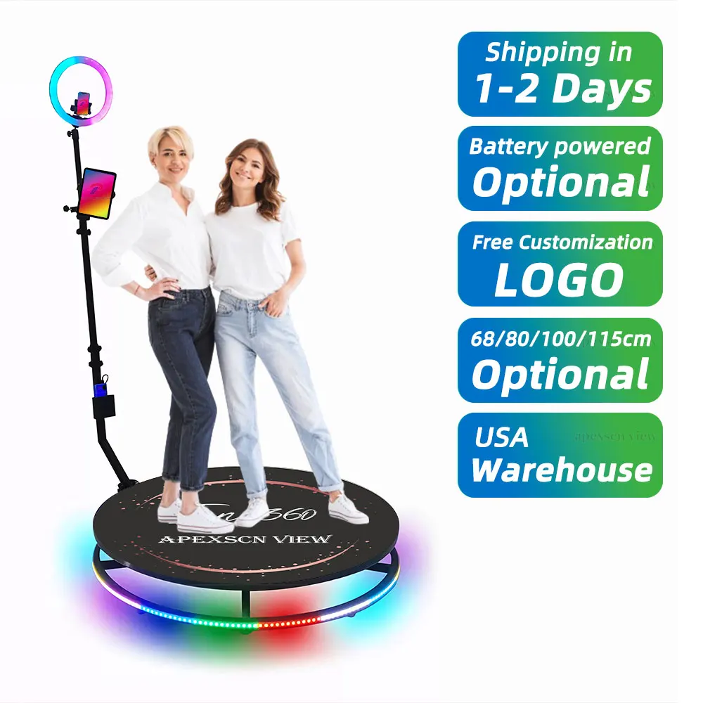 100 cm machine selfie power bank for 360 photo booth moving arm spinner photo booth 360 for four people controller 360 machine