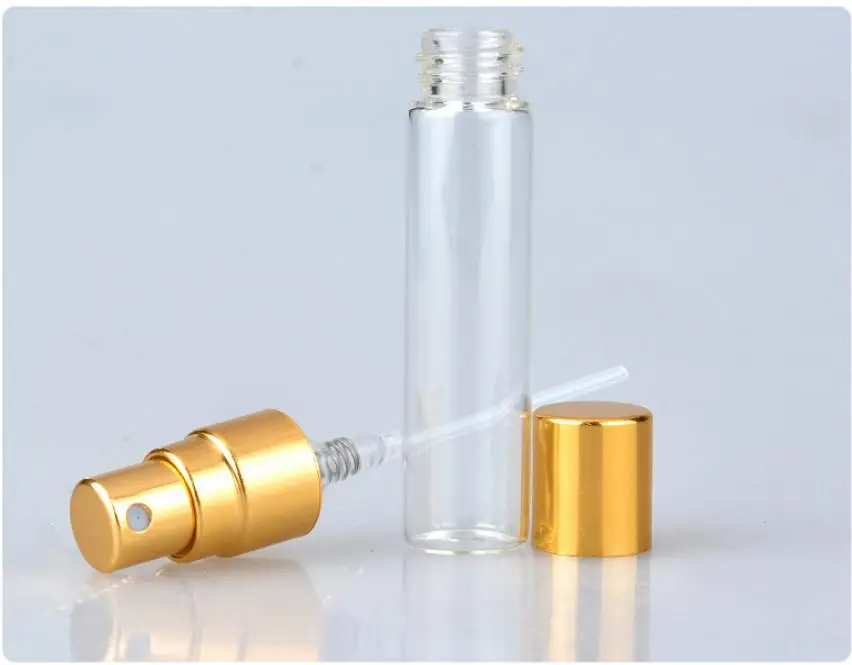 Customized 5 ml 10 ml empty clear amber black glass refillable perfume bottle with box sample packaging
