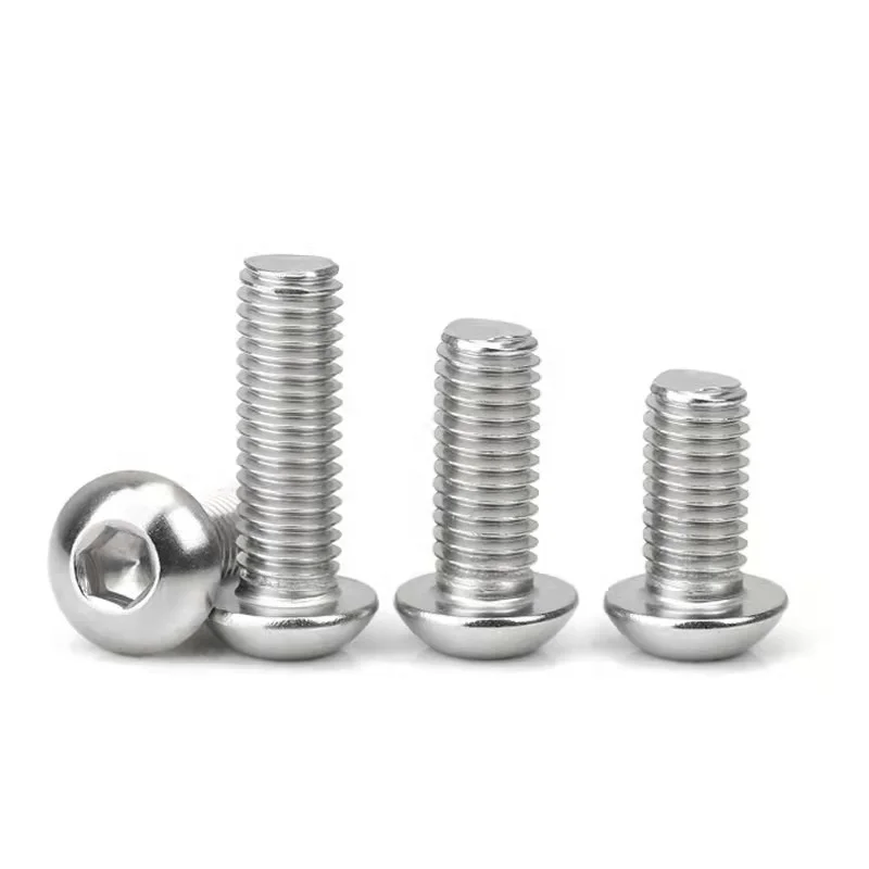 304 Stainless Steel Round head Hexagon Socket screws Pan Head Screws Round Cup Bolts M1.6M2.5M3M4M5M6 ISO7380 lengthen customize