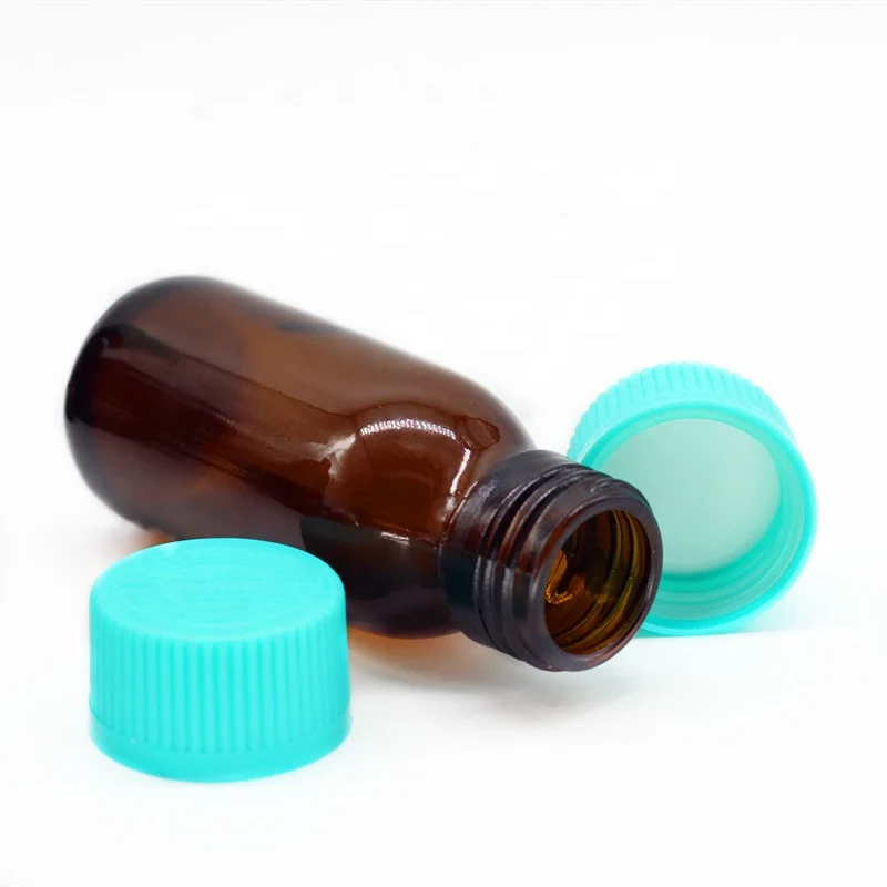 28mm blue and green plastic cap child resistant cap for cough syrup bottle